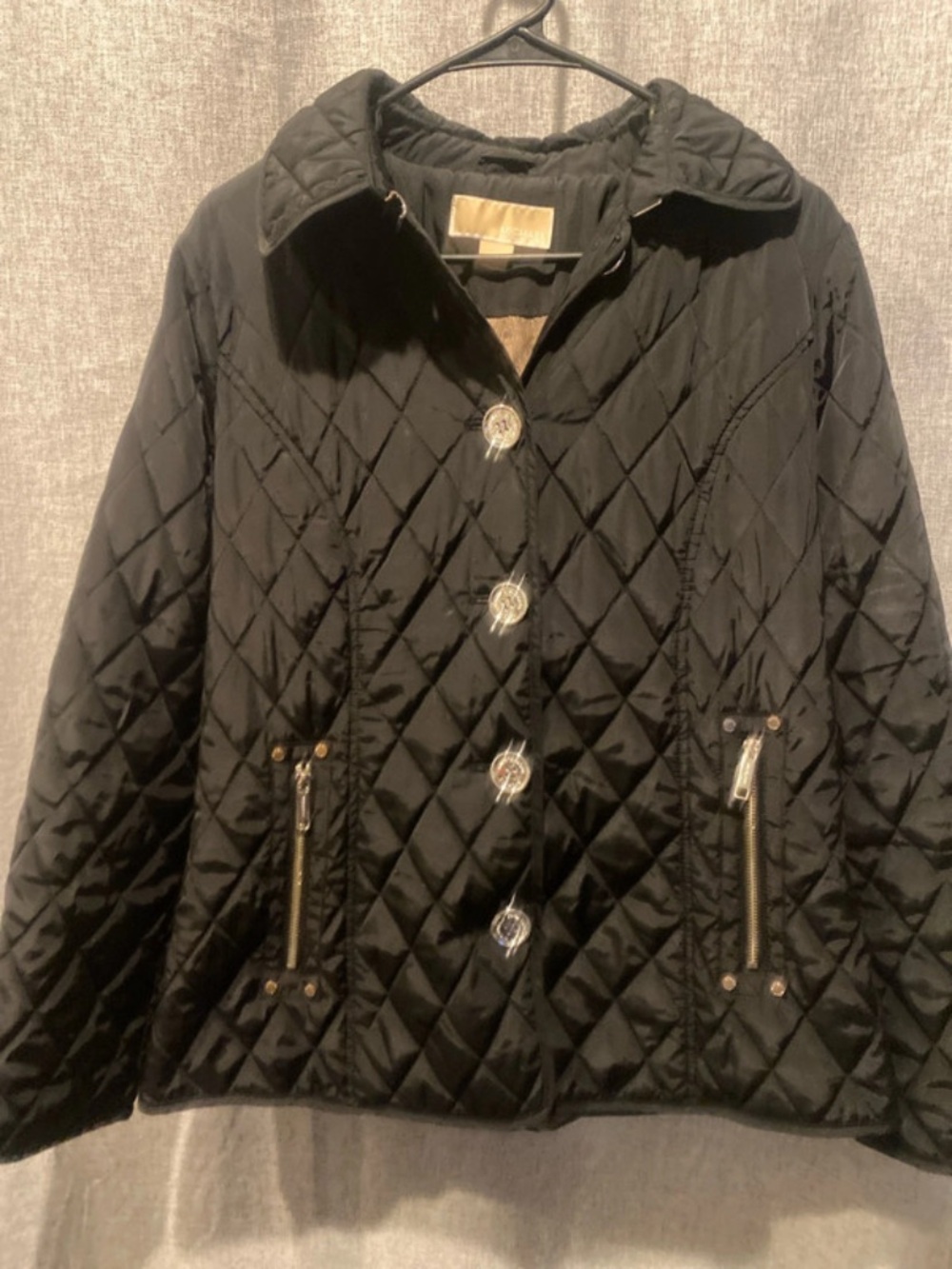 Michael Kors Black Quilted Puffer Jacket with Zip Pockets